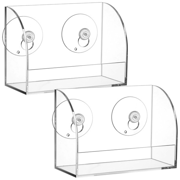 Wonderjune 2 Pcs Acrylic Window Mount Index Card Holder with