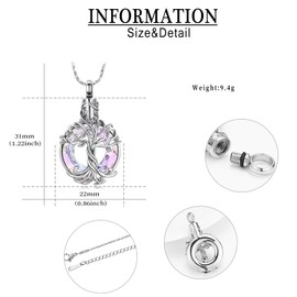 Cremation Jewelry Tree of Life Urn Necklace for Ashes Circle of Life Memorial Locket Crystal Ash Pendant for Women Girls Keepsake Jewelry