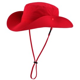 Connectyle Summer Sun Hat for Men Women UV Protection Safari Hat for Fishing Hiking Outdoor Cowboy Bucket Hat UPF 50+ Red