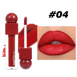 Matte Liquid Lipstick for Women – Long Lasting & Waterproof – Highly Pigmented & Creamy Formula – Velvet Smooth Texture – Vegan Lip Gloss – Classic Red Makeup Gift (04#)