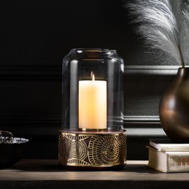 Roomfitters Glass Candle Holder, Modern Decorative Lantern for Ambient Lighting, Perfect for Indoor and Outdoor Use, Large