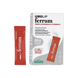 NATURANDO Orolip Ferrum Integratore Alimentare a Base di Ferro e Vitamina C con Tecnologia Liposomiale - 30 Stickpack Orosolubili - Gusto Lampone - Senza Glutine - Adatto a Vegani