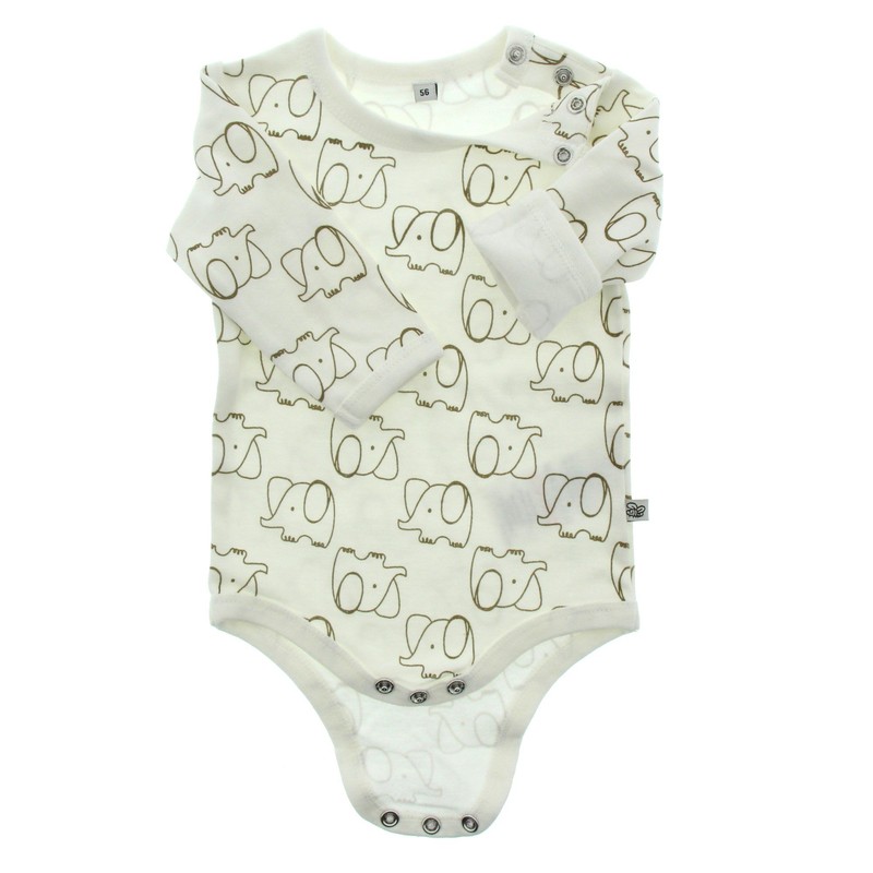Pippi Baby Body Ls Ao-Printed (4-Pack) Blouse, Off-White, 56 cm
