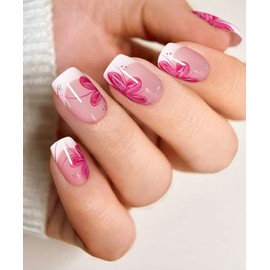 JMEOWIO Flower French Tip Nail Foil UV Hardening Gel Nail Strip Sticker