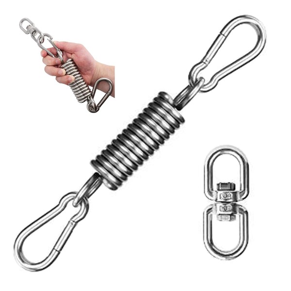 Sfeexun Heavy Duty Spring Hanging Kit, Extension Hammock Spring Suspension Hook with Swivel Carabiners for Hammock Swing Chair, Boxing Punching Bag and Aerial Yoga