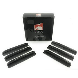 G.B.S 6pcs Black 5" Course Fine and All Fine Pocket Hair Comb Beard & Mustache Combs for Men's Convenient Durable Fine Tooth Professional Barber Choice Pack of 1
