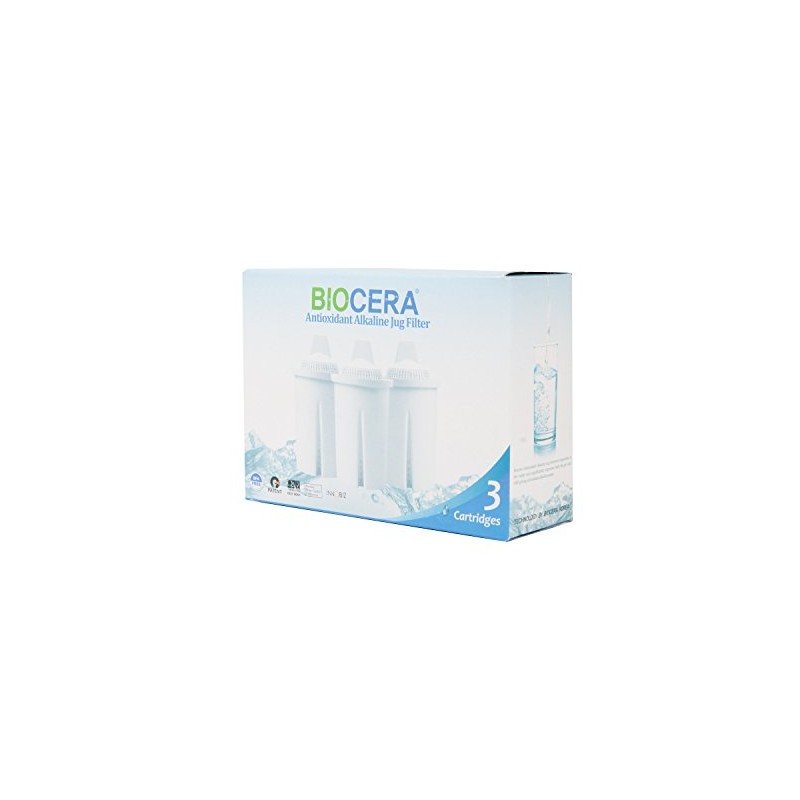 Biocera Alkaline Water Filter Jug Replacement Cartridges - Pack of