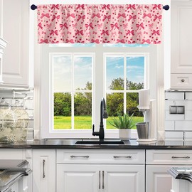 Feelyou Bow Valance Curtains for Living Room Bedroom 1 Panel 52"x18" Cheery Curtain Valances for Windows Bathroom Room Decor Cute Kitchen Curtains Valances Hot Pink Window Treatment