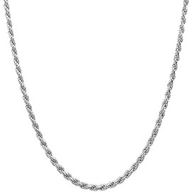 Verona Jewelers Sterling Silver Diamond-Cut Rope Chain Necklace 2MM, 2.5MM, 3MM- 925 Braided Twist Italian Necklace (16, 2MM)