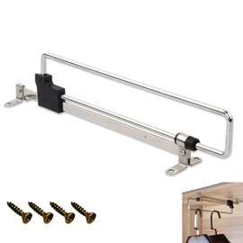 Extendable Clothes Rail, 25 cm Clothes Rail, Extendable Wardrobe Rail, Stainless Steel Wardrobe Rail, Pull Out Hangers, with Screws, for Cupboards and Storage Areas