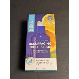 Bliss Renew Smooth Resurfacing Night Serum Glycolic Polyhydroxy Acids 30ml 1oz