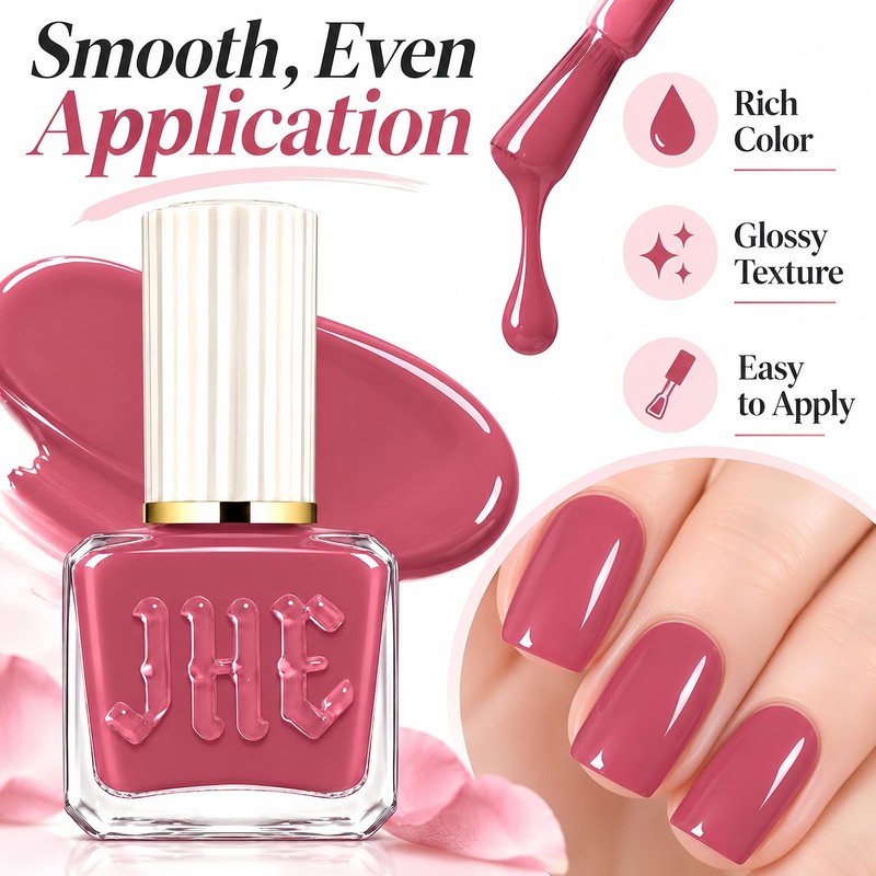 Dusty Rose Nail Polish, No UV Lamp, Air Dry, Long-Lasting