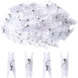 EYAKEG 50 Pieces Mini Plastic Clear Clips, Binder, Photo Clips (Transparent)