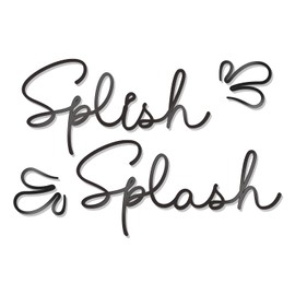 Bnesi Bathroom Wall Decor Black Metal Splish Splash Bathroom Decor Wall Art Modern Wire Text Bathroom Sign Decor Elegant Bathroom Water Decor Idea Gift for Housewarming (Black)