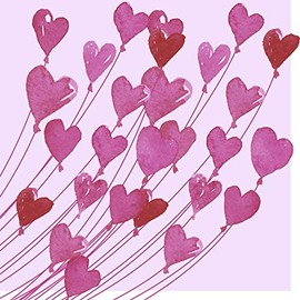 20 Lunch Napkins Many Hearts Pink Love 33 cm