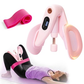 QIUTONG 2025 Thigh Master, Upgraded LED Inner Thigh Exerciser, 10-78LB Thigh Master Thigh Exerciser, 360° Pelvic Floor Exercise Devices, Hip Trainer Kegel Excerciser, 20LB Resistance Band