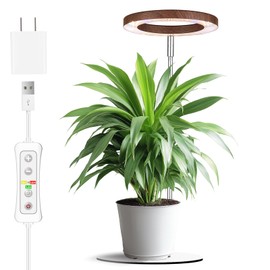 yadoker 72 LEDs Plant Grow Light for Indoor Plant,Aluminum Walnut Wood Grain Desk LED Grow Light, Height Adjustable,6.3" Aluminum Housing,Automatic Timer with 8/12/16 Hours,10-Level Brightnes