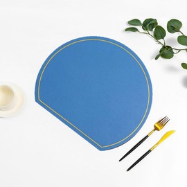 ANAZOZ Set of 2 Placemats Semicircular,Placemats Kitchen PVC 14.97 x 13 IN,Solid Color with Semicircle Placemats Indoor Dining Sky Blue