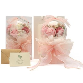 LOZIZI Bobo Ball Bouquet, Soap Flower Bouquet, Artificial Flowers, Non-Withering, Popular, Soap Flowers, Acrylic Ball, Clear Box, Message Card Included, Handbag..