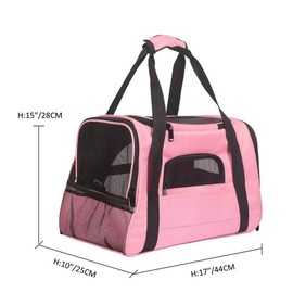 Pink Soft-Sided Cat Carrier, Airline Approved Pets Carrier for Big Cats & Small Dogs, Soft Kitten Travel Bag with Mesh Windows, Animal Carrier Up to 15 Lbs (Pink, Small)