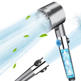 Shower Head with Filter, Water-Saving High Pressure Shower Head, High Pressure Rain Shower Head, Massage Hand Shower with 3+1 Jet Types, Hand Shower Head with Stop Function