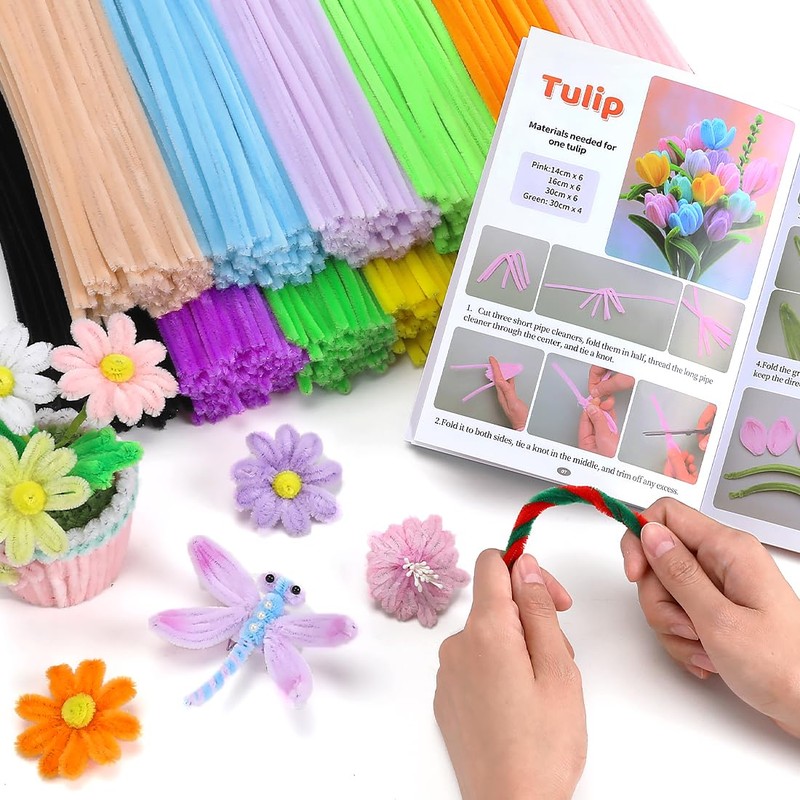 AIZANYU 1200pcs Pipe Cleaners Bulk. 24-Color Chenille Stems for Craft.