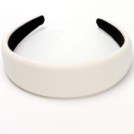 LONEEDY 1.7 Inch Leather Hard Headband Padded Hairband for Women (White)