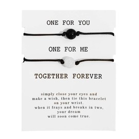 MENGLINA 2 Pieces Chinese Feng Shui Lava Natural Stone Beads Distance Bracelet Red String Lucky Couple Yin Yang Strand Bracelet for Men Women