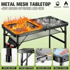 Ciavca Upgraded Folding Grill Table - Metal Portable Camping Table,