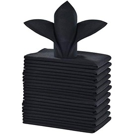 Cieltown Polyester Cloth Napkins 1-Dozen, Solid Washable Fabric Napkins Set of 12, Perfect for Weddings, Parties, Holiday Dinner (17 x 17-Inch, Black)