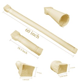 2 pack Flexible Rain Gutter Downspout Extensions,Drain Downspout Extender,Gutter Extension Flexible,Down Spout Drain Extension Pipes,Extendable from 21 to 60 Inches (stone-grey)