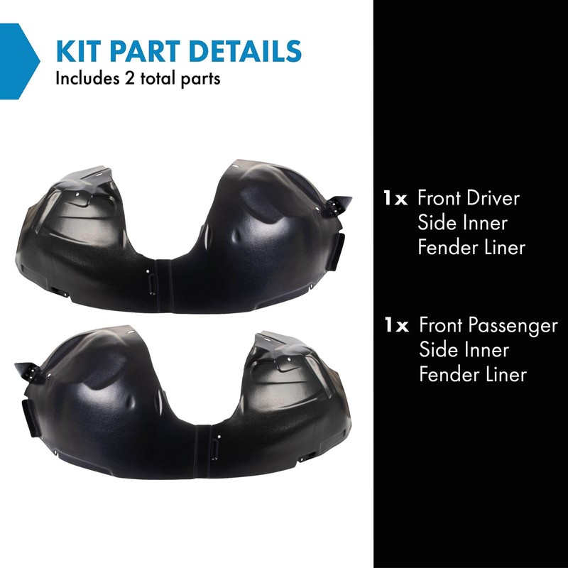 TRQ Front Inner Fender Liner Set Compatible with 2009-2019 Ford