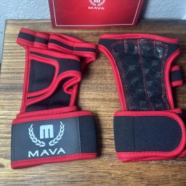 MAVA Open Gym Gloves for Men & Women; Padded Weight Lifting Gloves Size M Red
