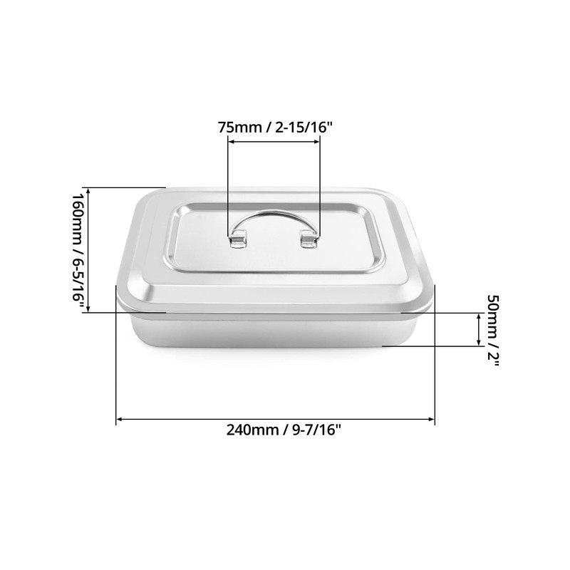 QWORK Medical Stainless Steel Instrument Tray Organizer Holder with Lid