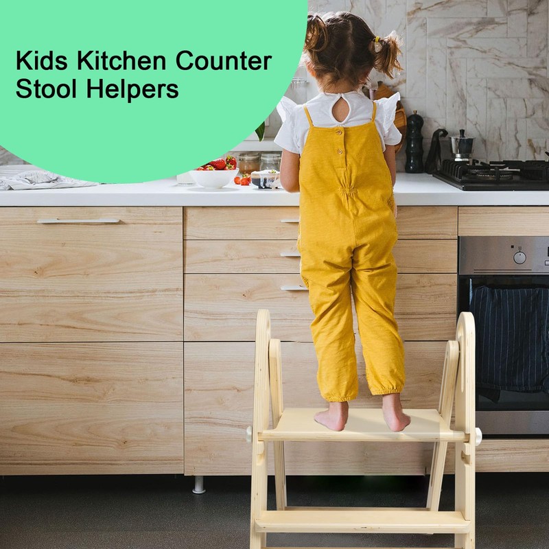 WOOD CITY Step Stool Foldable for Toddlers, Adjustable Kids Step