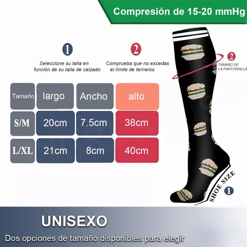 Medias Calcetas Compresión Deportivas Alivia Varices 8pcs