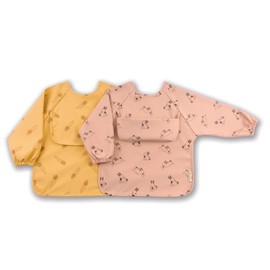 ÜneeQbaby Ökotex Waterproof Long Sleeve Bibs for Babies and Toddlers, Pack of 2, multicoloured