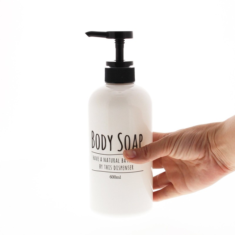 Living Pump Bottle Round Dispenser for Body Soap, White, 20.3