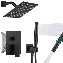 Aolemi Shower System with Rainfall Shower Head and Handheld Wall Mount,High Pressure Shower Faucet Set Fixture Combo with 2 in 1 Handheld Spray Rough-in Valve,8 Inch Shower Head Oil Rubbed Bronze
