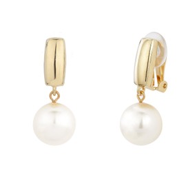 Traveller Women's Clip Earrings 12 mm Pearl, Titanium, Pearl