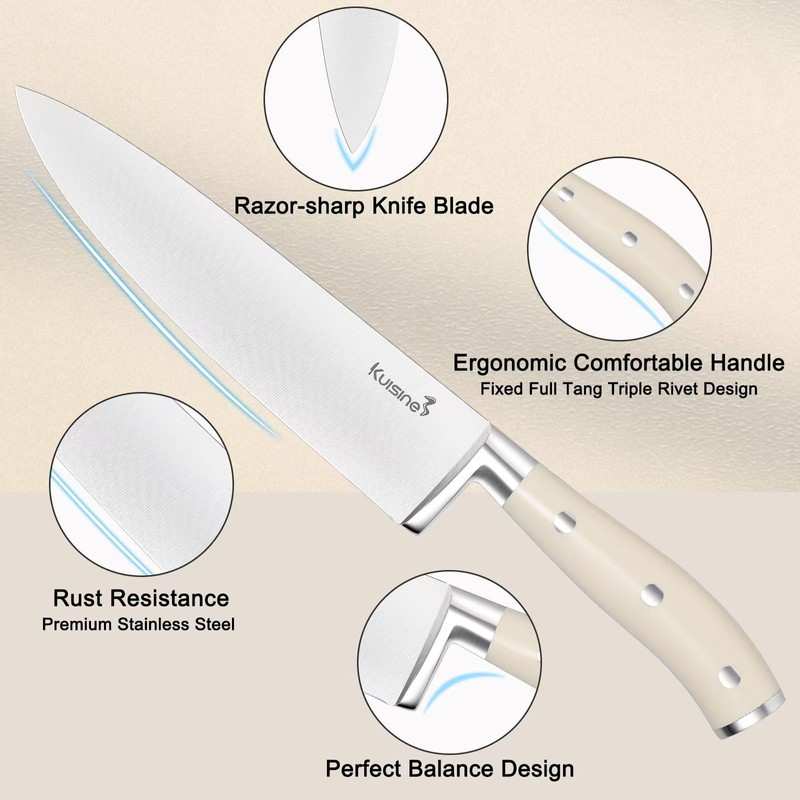 Kuisine Chef Knife Set,High Carbon Stainless Steel Sharp Knife Set
