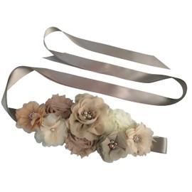 Oyabridal Wedding Bride Belt Floral Sash Belts for Maternity Dresses Floral Belt Sash Girls Women Baby Shower (Champagne)