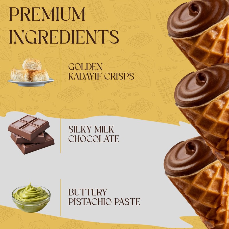 BeeMax Dubai Style Chocolate Cones - 4.24oz Resealable Pouch (Pack
