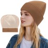 Fogrime Womens Satin Lined Knit Beanie Hat Acrylic Winter Hats