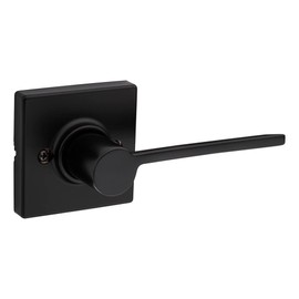 Kwikset Ladera Interior Passage Door Handle, Lever For Closet and Hallway Doors, Reversible Non-Locking Handle Lever, Matte Black, with Microban Protection