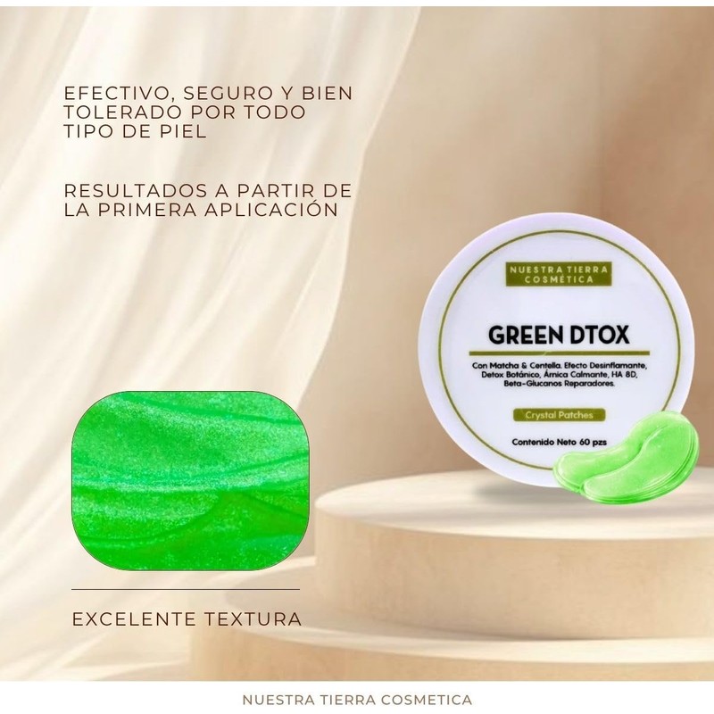 Nuestra Tierra Cosmética Green Dtox Crystal Parches con Matcha y
