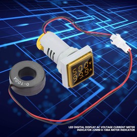 LED Display Voltmeter AC Voltage LED Digital Display AC Voltage Current Meter Indicator 22mm 0 100A Meter Indicator Display Voltmeter (Yellow)