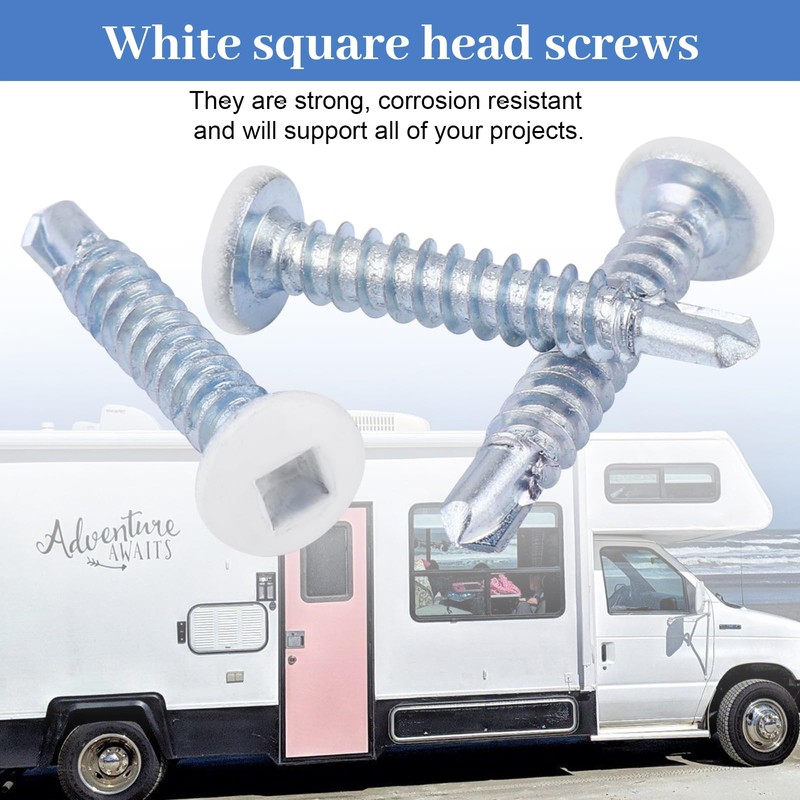 White Square Head Self Tapping Screws RV Trailer 8 X