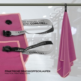 LightDry® Original Microfibre Sports Towel Backpack Travel Towel - Sport & Fitness Bath Towel absorbent, lightweight & antibacterial & quick drying (120 x 50 cm, Pink)