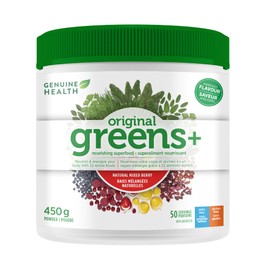 Genuine Health Genuine Health Greens+ Original, 50 servings, 450g, Superfoods, antioxidants and polyphenols to nourish and energize your body, Mixed berry flavoured powder, Dairy and gluten-free